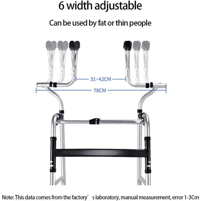 Інвалідне крісло для інвалідів, допоміжний засіб для ходьби для людей похилого віку, розбірні допоміжні засоби для ходьби, вертикальна постава, регулювання висоти в 7 напрямках, підходить для людей зі зростом 145-185 см.