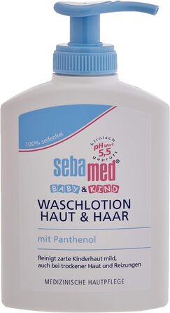 Шампунь для шкіри та волосся Sebamed Baby and Child Wash Lotion 3 упаковки, м'яко очищає ніжну дитячу шкіру, навіть при сухості та подразненні, шампунь і гель для душу, 200 мл (3 шт. в упаковці) 3 упаковки, 3 x 200 мл