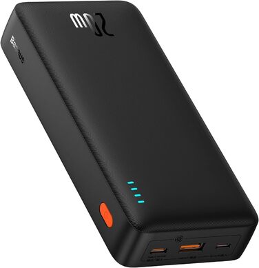 Зовнішні акумулятори для мобільних телефонів PD QC Charger with USB C in&out, Powerbank USB C Small для iPhone 15 14 13 12 11 Samsung S23 S22 iPad Xiaomi Huawei Black, 20000mAh Power Bank 20W Fast Charging