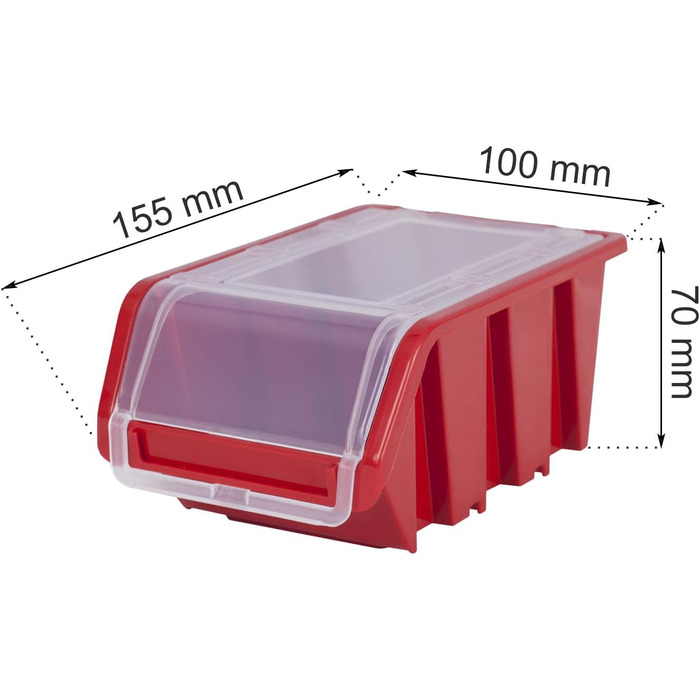 Набір штабельних коробок 50 шт. Штабельна коробка з кришкою 155x100x70 мм Прозора коробка для зберігання, червона 50 шт. червона
