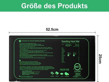 Вт Нагрівальний килимок для рослин із термостатом - 52,5 x 25 см Нагрівальний килимок для розсади - Нагрівальний килимок для вирощування теплиці для проростання та регулювання температури - для розсади, домашніх тварин і рептилій, 50