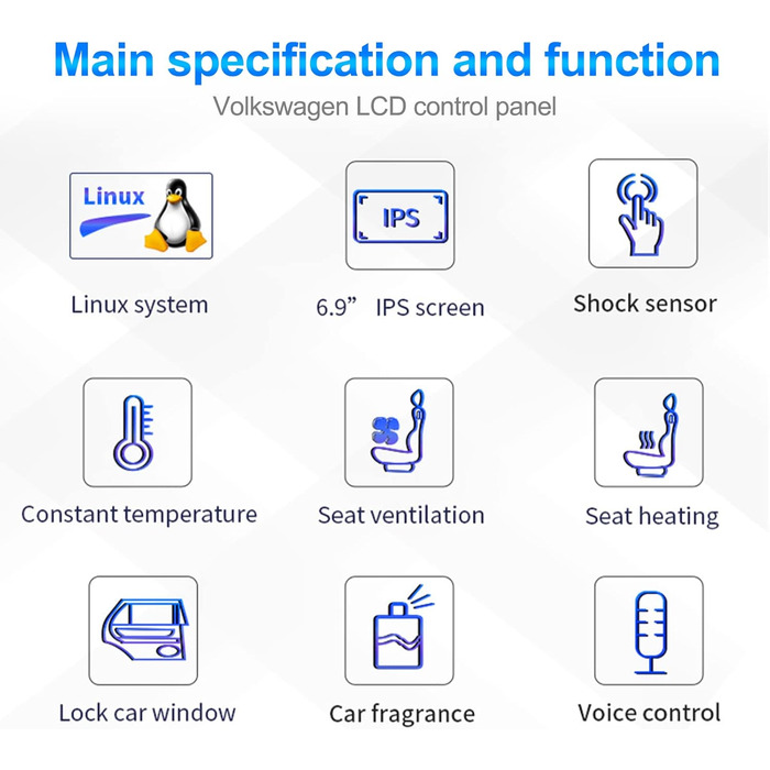 Панель керування автомобільним кондиціонером MOOKAKA сумісна з Volkswagen Lavida 2017-2022 Панель кондиціонера HD РК-дисплей IPS Сенсорний екран Підтримка голосового керування, клімат-регулювання, підігрів сидінь