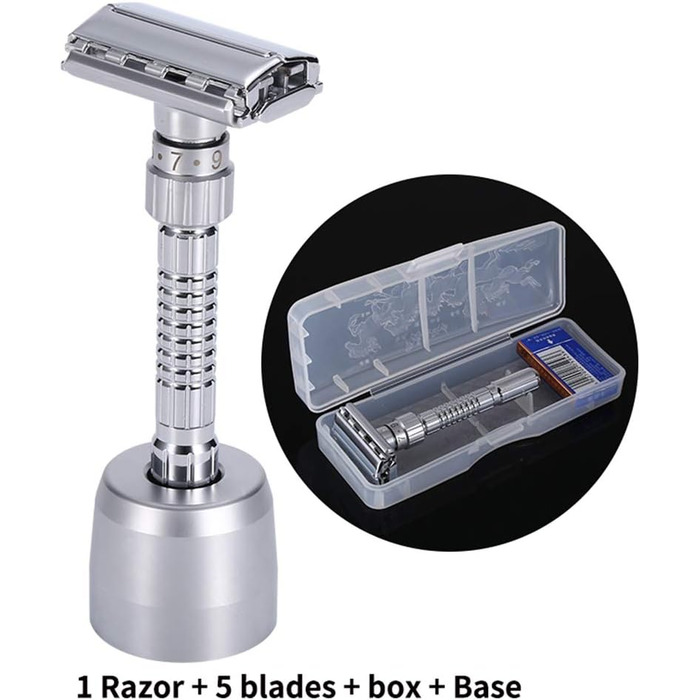 Ручна бритва Ashey Safety Razor, регульована класична безпечна бритва Sharp Wet Shaver з 2-сторонньою головкою леза для чоловіків Безпечна бритва