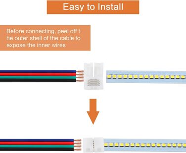 Роз'єм для світлодіодної стрічки 4-контактний світлодіодний подовжувач 15 м кабелю Світлодіодна RGB стрічка З'єднувальний кабель З'єднувач світлодіодної стрічки зі світлодіодним швидким з'єднувачем Комплект для світлодіодних стрічок