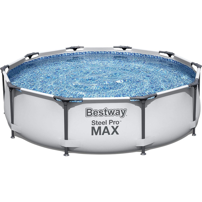 Каркасний басейн Bestway Steel Pro MAX без насоса Ø 305 x 76 см, світло-сірий, круглий одномісний