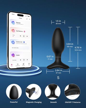 Вібраційна анальна пробка LOVENSE Hush 2 Bluetooth з керуванням APP, вібратори з анальними пробками, необмежена кількість користувацьких рівнів вібрації та візерунків (38 мм) Hush2-38 мм