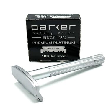 Однокрайова безпечна бритва Parker SoloEdge зі 100 лезами бритви Parker Platinum Single Edge в комплекті