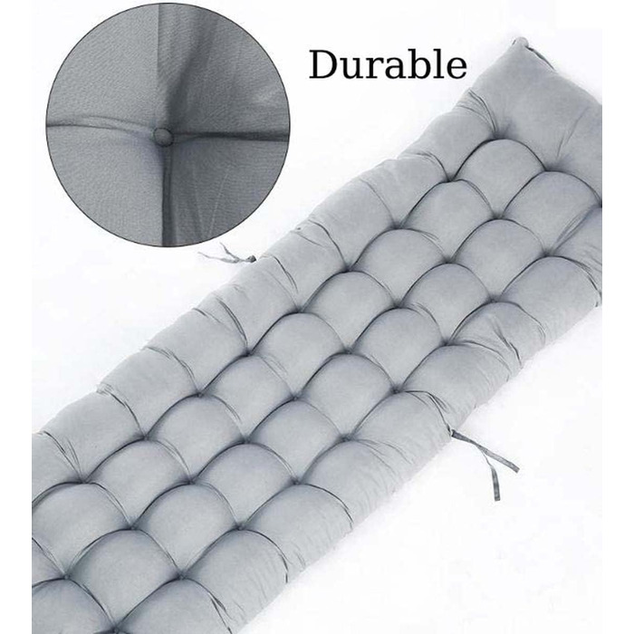 Товста подушка для лавки, 2- та 3-місна подушка для приміщень та вулиці, садові меблі, гойдалки, м'які подушки, шезлонг, шезлонг, прямокутна, подушка для сидіння, 160 х 45 см, сіра