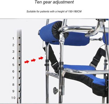 Реабілітаційний навчальний медичний допоміжний засіб для ходьби для дорослих з регульованою висотою, стояча рама з нержавіючої сталі для тренування кінцівок Реабілітація геміплегії, 8 раундів c