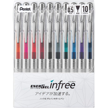 Кулькова ручка Pentel BLN75TL-10 EnerGel, 0,5 мм, 10 кольорів