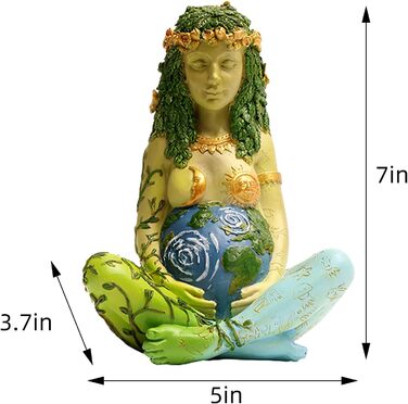 Статуя Матері-Землі Tuzsocr 17,8 см, статуя богині Геї, художня статуя із синтетичної смоли, розписана вручну цілюща фігура, відлита з найтоншої смоли, красиво відлитий дизайн, для прикраси будинку