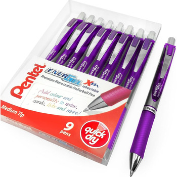 Гелева ручка Pentel EnerGel BL80, висувна, 1,0 мм, 54 перероблена, 9 шт. , фіолетове чорнило