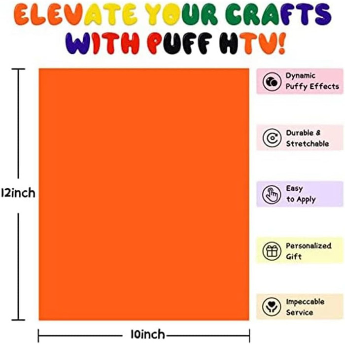 Вініловий теплотрансфер Spamietz Puff, 3D Puff вініл для футболок, великий пучок вінілу PUFF HTV 12X10, машина для гарячого пресування