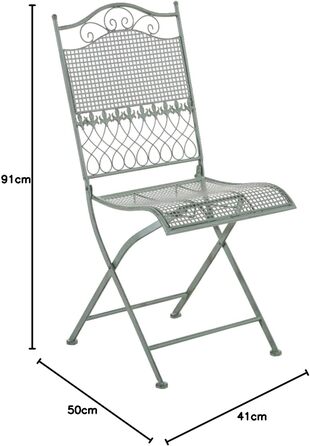 Набір з 2 залізних садових стільців Складні стільці Kiran I з благородним декором, колір античний зелений