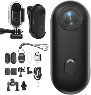 Новий 4K 8MP WiFi Camera Collar Pro Kit Портативна бездротова екшн-камера 120 ширококутна шоломна камера для велосипеда та 30-метрова підводна камера для занять спортом на відкритому повітрі, чорна