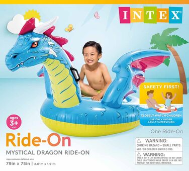 Для дітей від 3 років Dragon Ride-On, 200,7 x 190,5 см, для дітей від 3 років, різнокольоровий, L, 79in X 75in