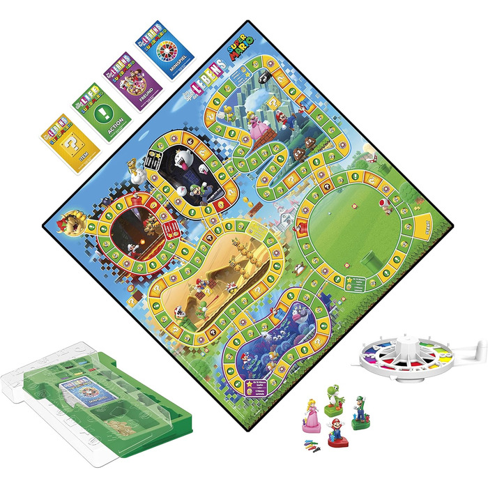 Настільна гра Hasbro The Game of Life Супер Маріо для дітей віком 8, грайте в міні-ігри, збирайте зірки та боріться з Баузером Одинаком