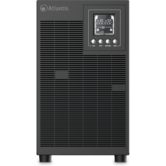 ДБЖ Atlantis A03-OP3002XLN OnLine 75 тихе джерело безперебійного живлення Сервер Подвійний перетворювач Чиста синусоїда 3000 ВА 2100 Вт, вентилятор з низьким рівнем шуму Gelid 31,3 дБа, USB, 4 IEC, слот, 6x12 В-9 Ач