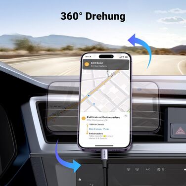 Тримач для телефону UGREEN Автомобільний магніт Вентиляція MagSafe Автомобільне кріплення Поворотний тримач телефону на 360 Автомобільний тримач для телефону Сумісний з iPhone 15/14/13/12 Pro Max Mini та всіма смартфонами