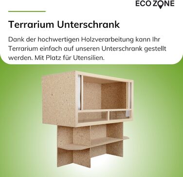 Дерев'яна тумба для тераріуму ECOZONE 100x50x50 см - Тераріуми на п'єдесталі для змій, рептилій та земноводних - OSB каркас