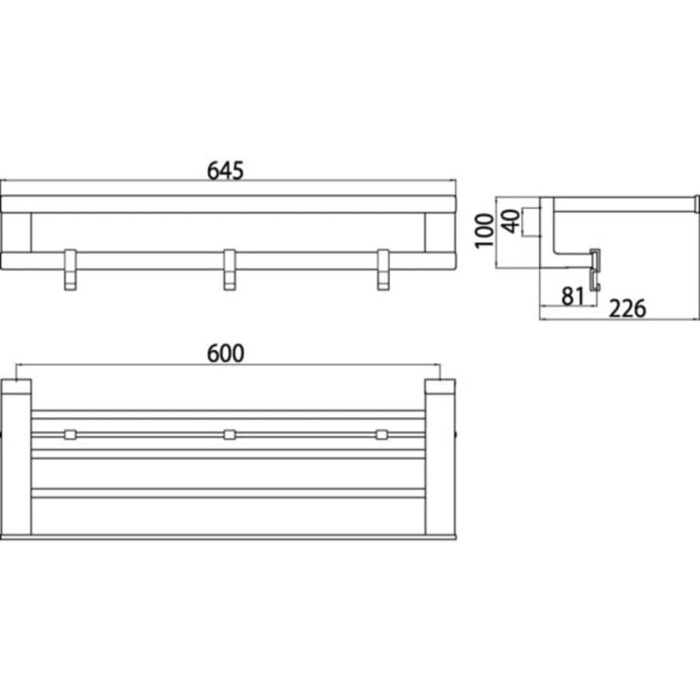 Полотенцесушитель EMCO emco loft 600 мм, плюс 3 гачки, хром Одинарний полотенцесушитель хром