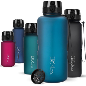 Пляшка для води 720DGREE 1л Sport 'uberBottle softTouch Sieb - Без BPA - Пляшка для води для універі, роботи, фітнесу, велосипеда, активного відпочинку, роботи - спортивна пляшка з тритану - легка, ударостійка, багаторазова (2000 мл, 15 бензин синій - син