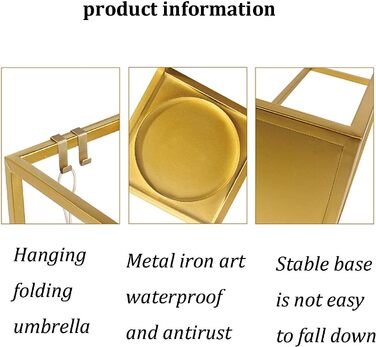 Підставка для парасольок Cuiynic, підставка для парасольок Проста підставка для парасольки Металеве коване відро для парасольки (золото) (чорне Q)