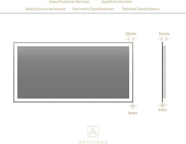 Дзеркало для ванної кімнати 120x70 см зі світлодіодним освітленням - Виберіть аксесуари - Індивідуальне - Настінне дзеркало з підсвічуванням Дзеркало для ванної кімнати з підсвічуванням - світлодіодний колір на вибір Холодний білий/теплий білий L01 Ширина