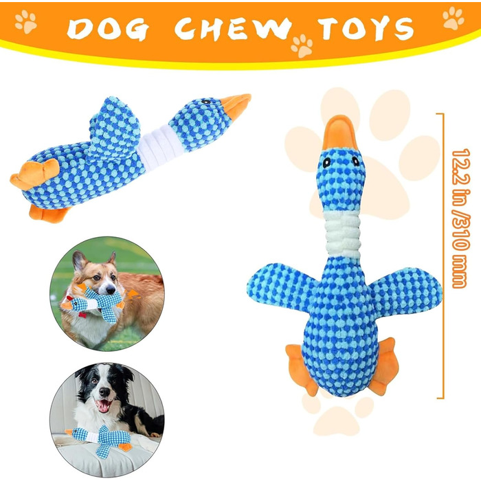 Для великих собак, Dog Toy Duck, Anti Stres Duck Dog, Cuddly Toy Indestructible, Interactive Chew Toy for Dogs