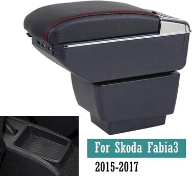 Автомобільний підлокітник PU шкіра Центральний органайзер для Skoda Fabia 3 2015-2019 з відсіком для зберігання Тримач для напоїв Попільничка Внутрішні аксесуари