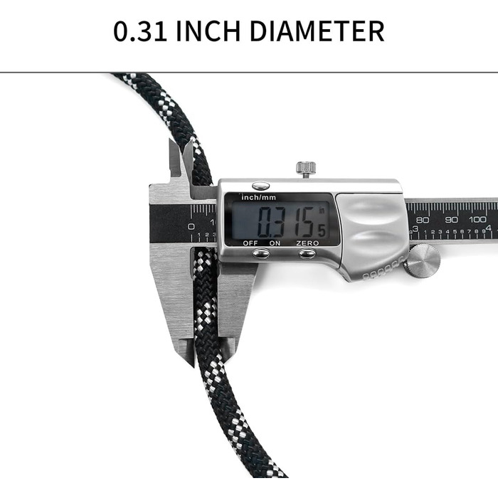 Статична мотузка для скелелазіння NewDoar 18KN 10 мм (3/8 дюйма) Мотузка з подвійним плетінням для мотузки для прусика, виживання на відкритому повітрі, піших прогулянок, альпінізму, тягання перетягування (20 футів) (чорний 8 мм, 98 футів (30 м))