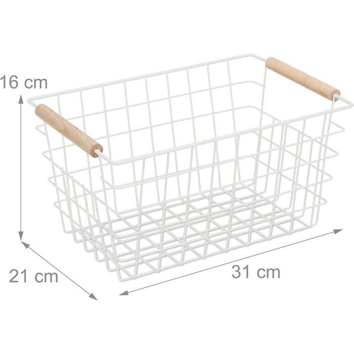 Дротяний кошик, дерев'яні ручки, прямокутний, решітчастий дизайн, одяг, аксесуари, металевий кошик, HBD 16x321 см, білий 1 білий 3 упаковки, 3 шт.