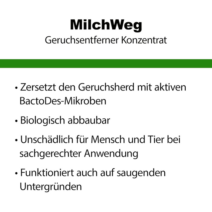 Спеціальний нейтралізатор запаху MilchWeg 1л концентрат з пляшкою для розпилення - Ензимний очищувач з ефектом BIO мікробів проти запаху молока - Засіб для видалення згірклого жиру з вершків, жиру, олії 1л (1 упаковка)