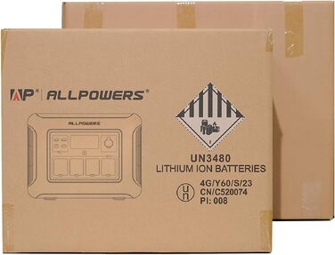 Сонячний генератор ALLPOWERS R1500 1152 Втгод із сонячною панеллю 100 Вт, 4 виходи змінного струму 1800 Вт (пікова потужність 3000 Вт), портативна електростанція з сонячною панеллю для відключення електроенергії, кемпінгу, автофургону, каравану та надзвич