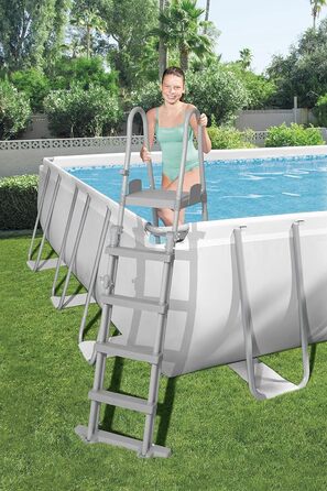 Басейн Bestway Power Steel Frame Pool Complete with Filter Pump 732 x 366 x 132 см, світло-сірий, квадратний