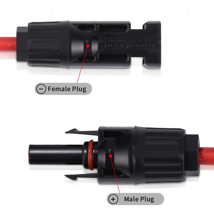 Подовжувач сонячного кабелю 5M 2 шт. , подовжувач сонячного кабелю 12AWG, фотоелектричний кабель 4MM, фотоелектричний сонячний кабель, водонепроникний IP68 для фотоелектричного вузла сонячних елементів сонячної системи