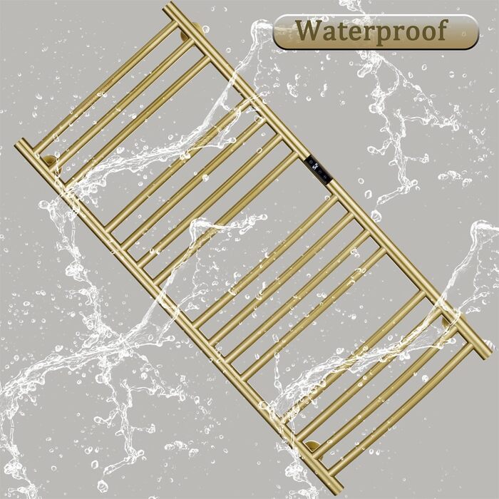 Радіатор для ванної кімнати електричний з матовим золотом Рушникосушка електрична 185 Вт WiFi Цифровий екран Рушникосушка електрична 15 вигнутих прутків 1100 * 600 мм Рушникосушка електрична