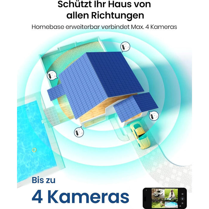 Камера спостереження AOSU 2K Outdoor Battery 240 Days 2-Kit with HomeStation 32 GB Local Storage without Subscription Бездротова камера спостереження Outdoor Motion Sensor Light and Sound Alarm 2-audio Audio Color Night Vision