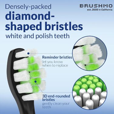 Змінні щітки Brushmo сумісні з електричною зубною щіткою Philips Sonicare, чорні, 8 упаковок (модель BM668BK) ука (8 упаковок) Чорний