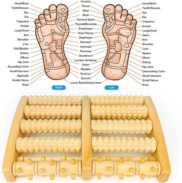Ролик для масажу ніг Wisdom1674, дерев'яний масажний ролик для масажу ніг, оригінальний масажер для ніг Shiatsu, зменшення стресу та розслаблення, ідеально підходить для дому, офісу
