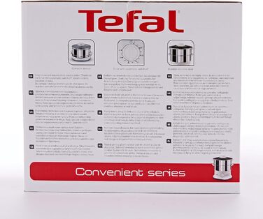 Відпарювач Tefal VC1451 2 контейнери з нержавіючої сталі Ємність 6 л Діаметр 24 см Таймер і автоматичне відключення 900 Вт Біла ЗРУЧНА СЕРІЯ