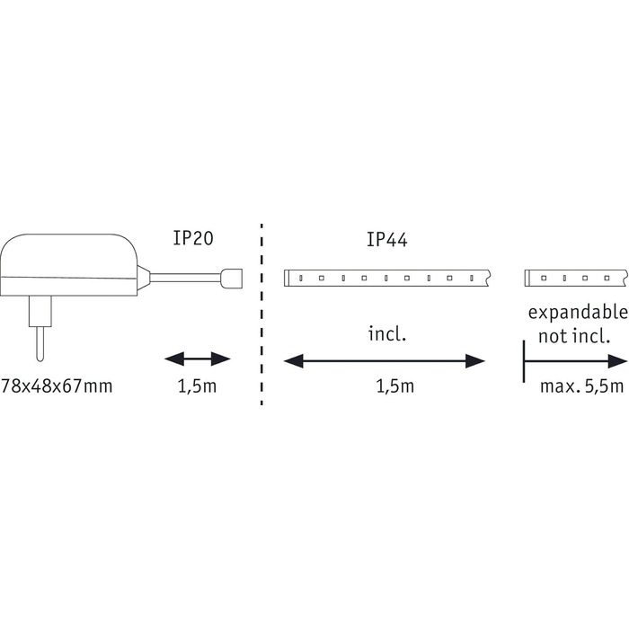 Світлодіодна стрічка Paulmann 79852 MaxLED 250 тепла біла IP20 в т.ч. срібляста стрічка 12 Вт (базовий набір, 1,5 м, 6500 К)