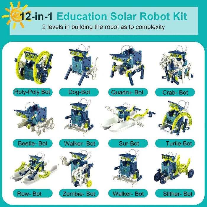 Дитячі іграшки для сонячних роботів для хлопчиків від 8 років, наукові набори для роботів на сонячних батареях для 10 12 років, будівельні іграшки для дітей 8 9 10 11 12 років зеленого кольору, що працюють на сонячних батареях