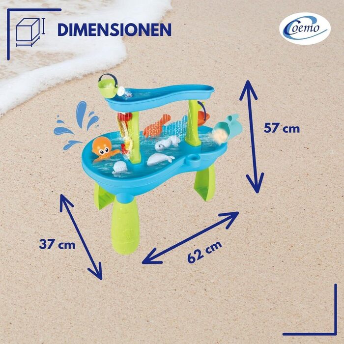 Водний ігровий стіл Coemo Jonas дитячий ігровий стіл для ігор у воді на відкритому повітрі та балкон для ігор з піском і водою в саду