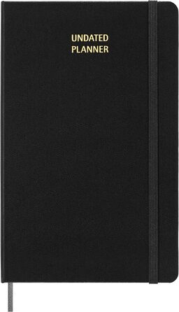 Недатований щотижневий планувальник, порядок денний 12 місяців 2025 налаштовується без дати, тверда обкладинка та еластична застібка, великий формат 13 x 21 см, колір чорний