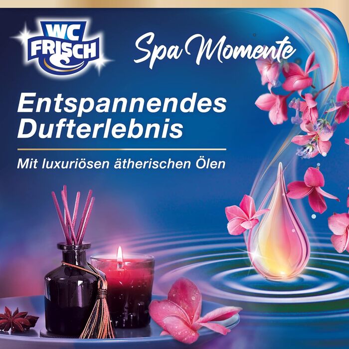 Туалетний камінь WC-Frisch Spa Moments Harmony (10 шт. 50 г), WC Fragrance Flusher з розкішними ефірними оліями, WC Stone для насолоди та тривалого аромату 10 упаковок по 10 шт.