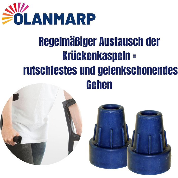 Капсули Ossenberg Crutch Capsules Blue 16 мм ремінець на липучці Olanmarp з нашивками 2 шт. и (2 шт. и капсула для милиці)