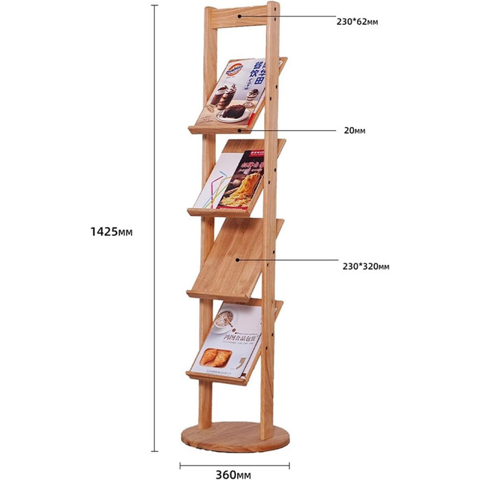Сучасний окремо стоячий журнал, дерев'яний стелаж для журналів, підлоговий презентаційний стенд, багатошаровий стенд для брошур, реклама, рекламні журнали, інформаційні стелажі для журналів формату А4