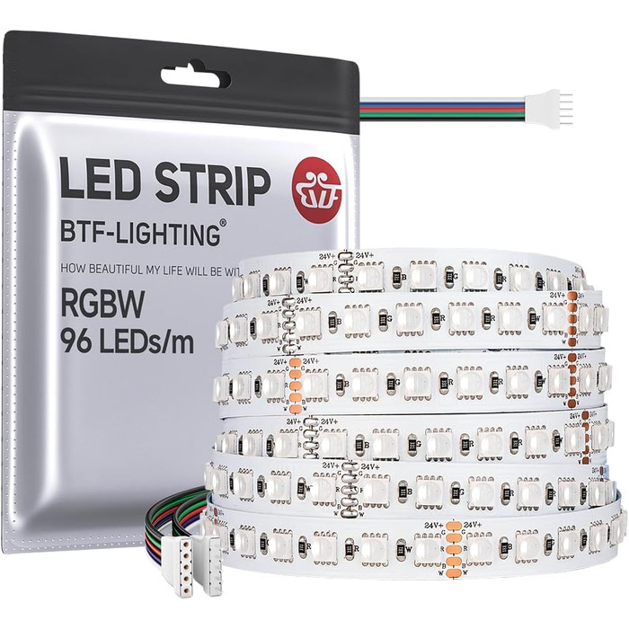 Світлодіодна стрічка 5050SMD RGBW 4IN1 Світлодіодна стрічка RGBХолодна біла (6000-6500K) 24V 5M 96LEDs/m 480LEDs Біла друкована плата IP30 НЕ водонепроникна для внутрішнього освітлення (лише світлодіодна стрічка) Друкована плата Rgbc Біла