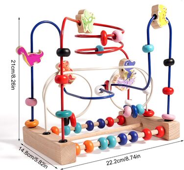 Дерев'яна іграшка-лабіринт з бісеру, кольорова іграшка з бісеру Американські гірки, іграшка з бісеру Динозавр, іграшка з бісеру Абакус, дерев'яна іграшка-лабіринт з бісеру Лабіринт - це цікавий освітній інструмент, призначений для розвитку дітей.